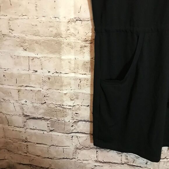 Talbots Dress Womens Medium Black Drawstring Mesh Lace Trim Pockets Stretch - Picture 4 of 15